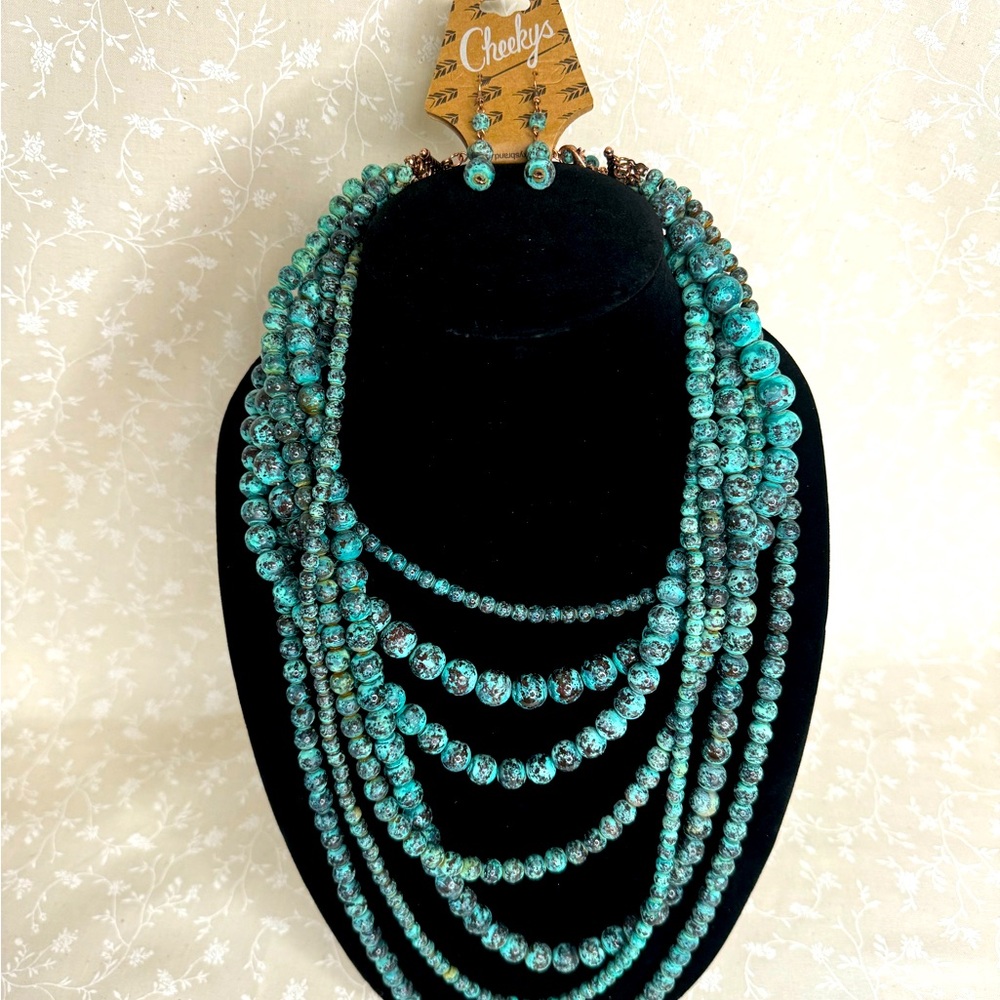 Cheeky’s Multi Layer Beaded Necklace and Matching Earrings